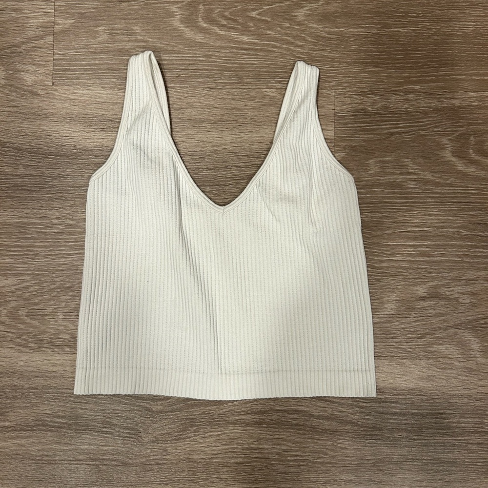 Women's Ribbed White Tank Top